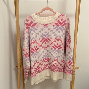 Sincerely Jules Pink & Lavender Fair Isle Crewneck Sweater